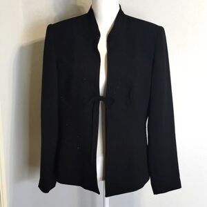 Bahari Black Tie Front Blazer Size 12 beaded accents